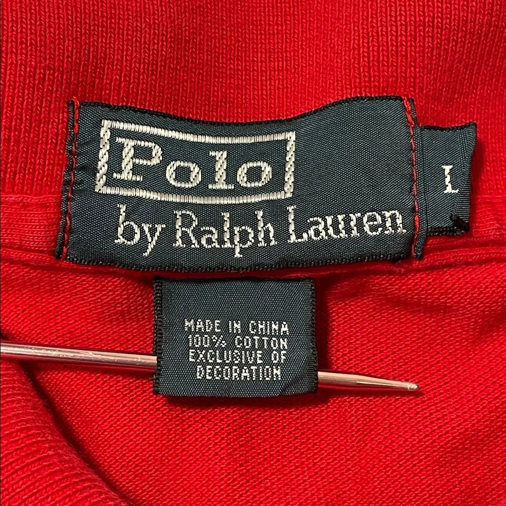 Mens Polo Ralph Lauren Long Sleeve Polo Henley Shirt Red Blue Pony Size Large